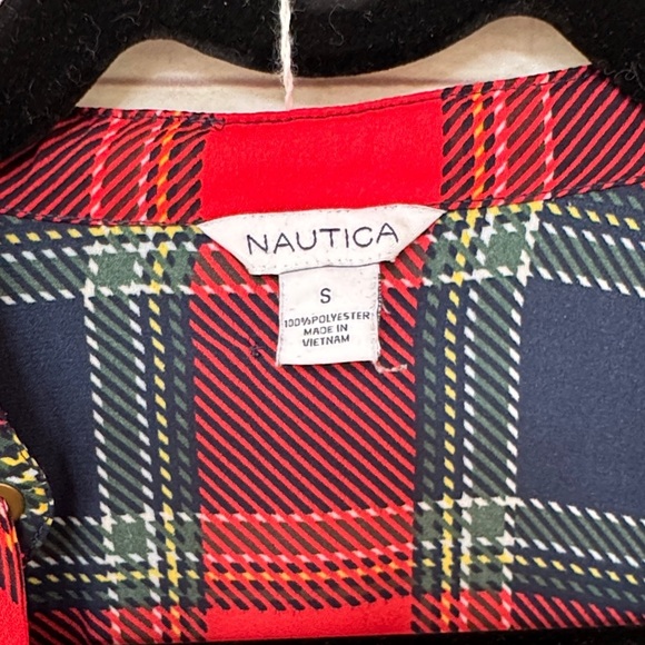 Nautica Red and Navy Plaid Blouse NWOT size small - Picture 2 of 5